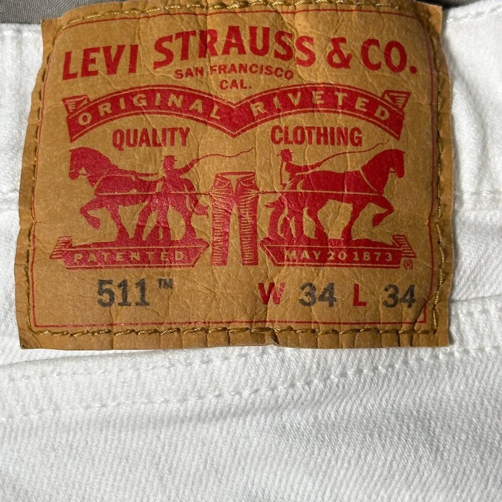 Levi's 511 Slim Jeans Mens Size 34x34 White Denim Straight Stretch NWT - Picture 4 of 7